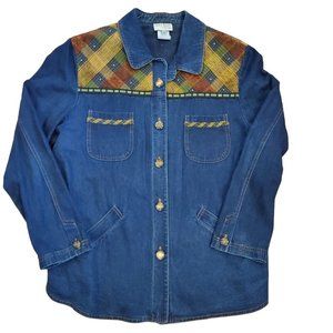 Vintage 90s Denim Jean‎ Shirt Jacket Shaket Thin Sz Large